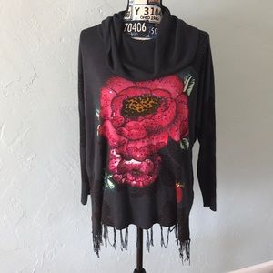 Desigual fringed sweater top